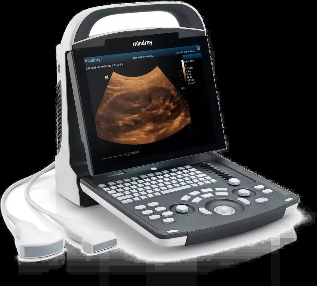 Mindray DP-20 abierto con dos transductores conectados