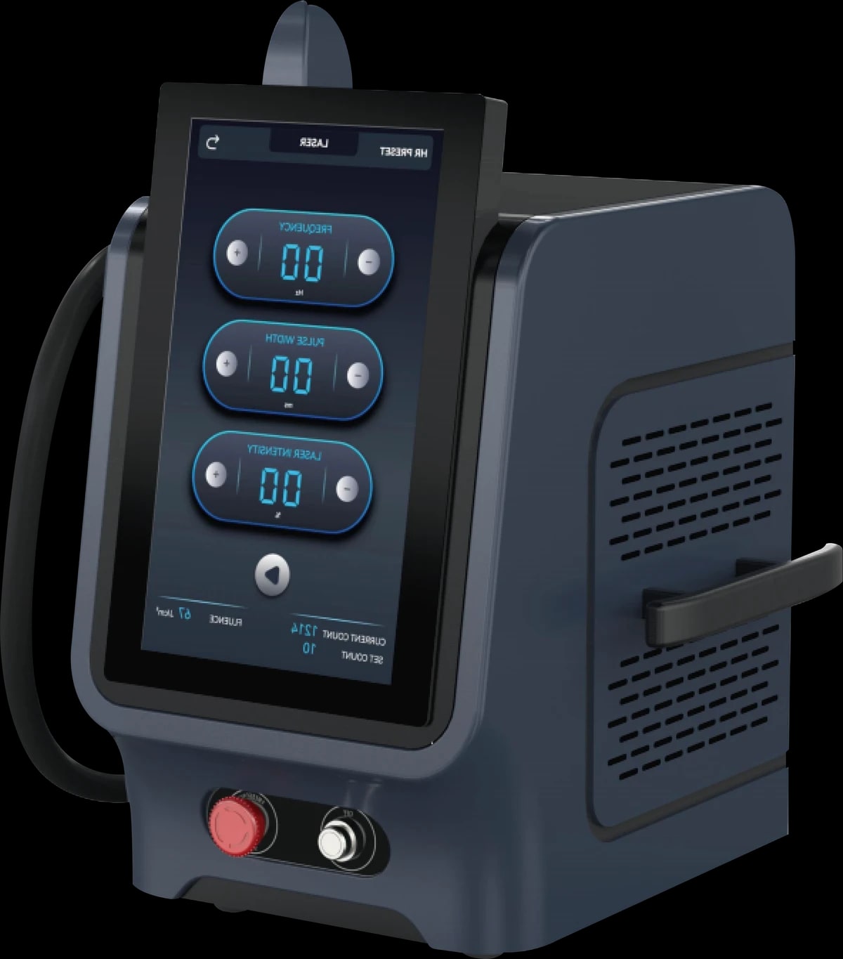 Gilaser Nd:YAG Q-Switched, vista del equipo