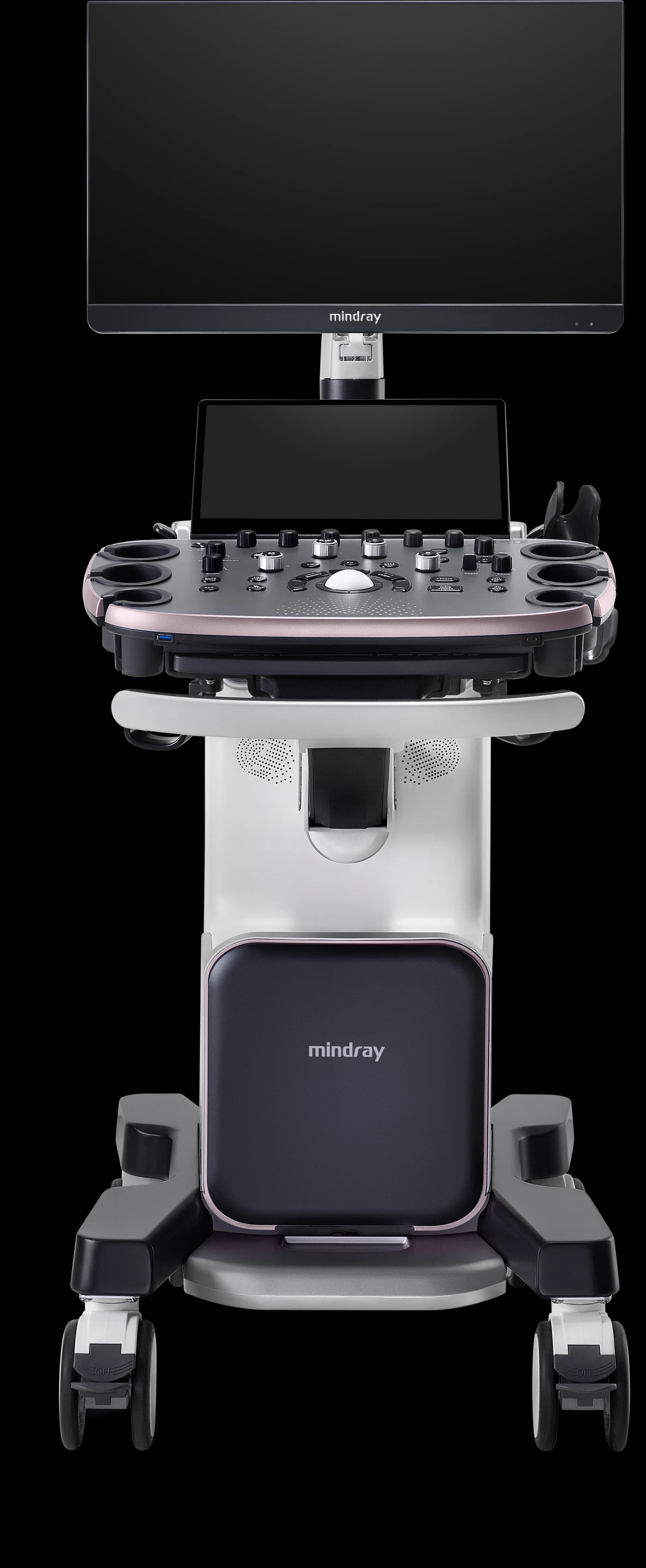 Mindray Nuewa i8 de frente, con el monitor recogido